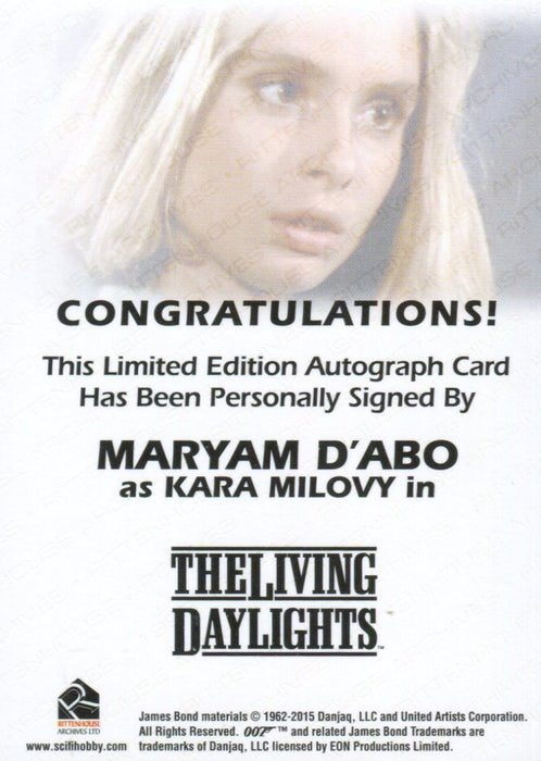 James Bond Archives Spectre Maryam d'Abo as Kara Milovy Autograph Card   - TvMovieCards.com