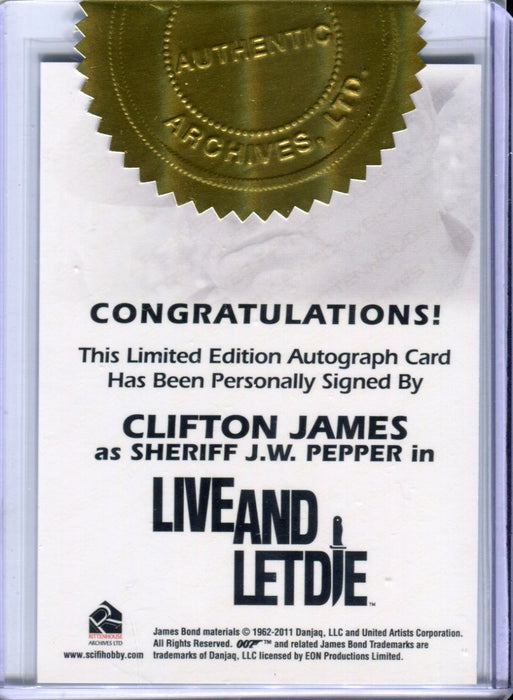 James Bond Archives Spectre Clifton James Archives Box Exclusive Autograph Card   - TvMovieCards.com