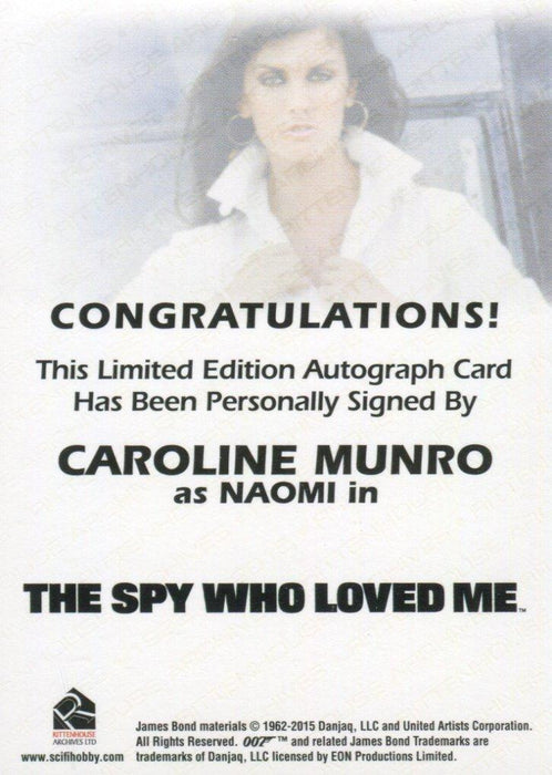 James Bond Archives Spectre Caroline Munro as Naomi Autograph Card   - TvMovieCards.com