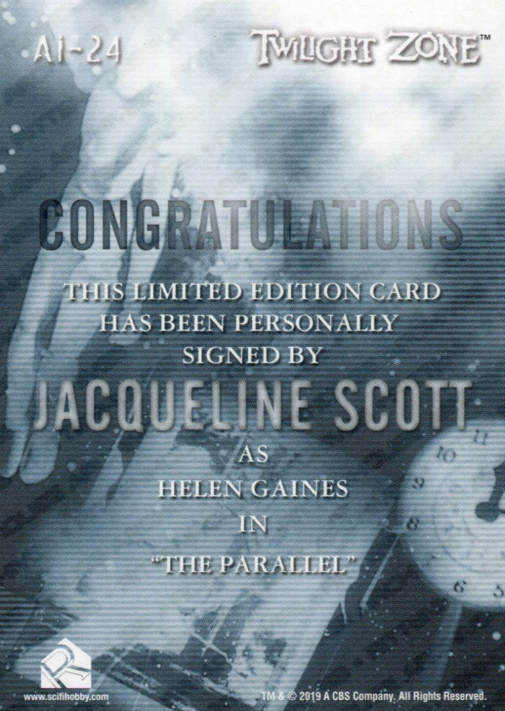 Twilight Zone Archives 2020 Jacqueline Scott Helen Gaines Autograph Card AI-24   - TvMovieCards.com