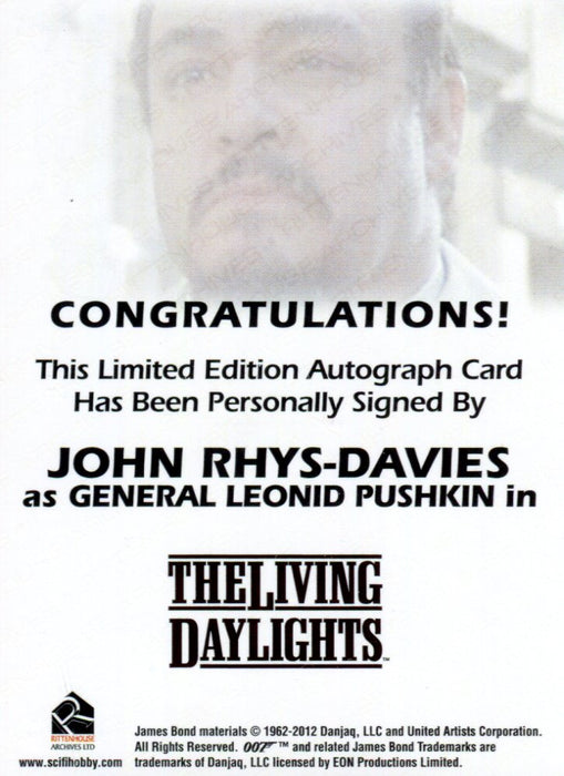 James Bond Autographs & Relics John Rhys-Davies Gen. Pushkin Autograph Card   - TvMovieCards.com
