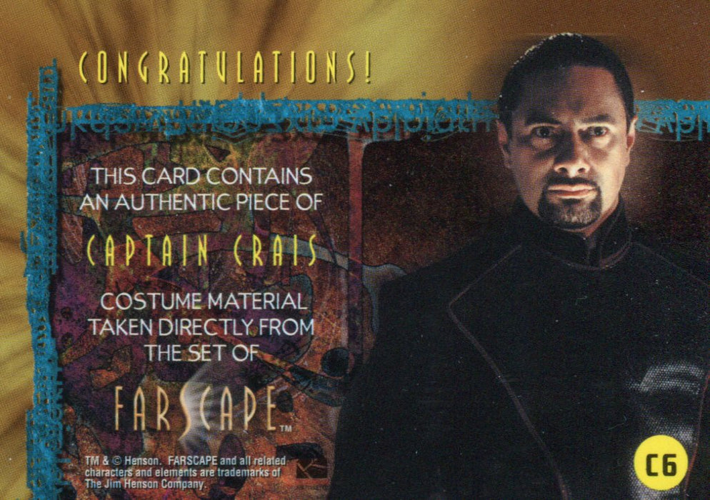 Farscape Season 1 Captain Crais Costume Card C6   - TvMovieCards.com