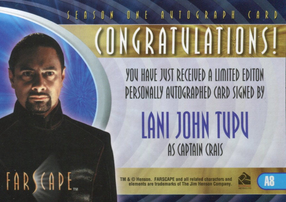 Farscape Season 1 Lani John Tupu Autograph Card A8   - TvMovieCards.com