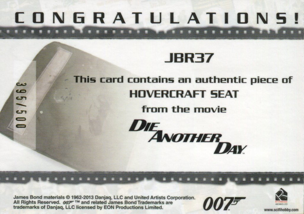 James Bond Archives 2014 Edition Hovercraft Seat Relic Card JBR37 #395/500   - TvMovieCards.com