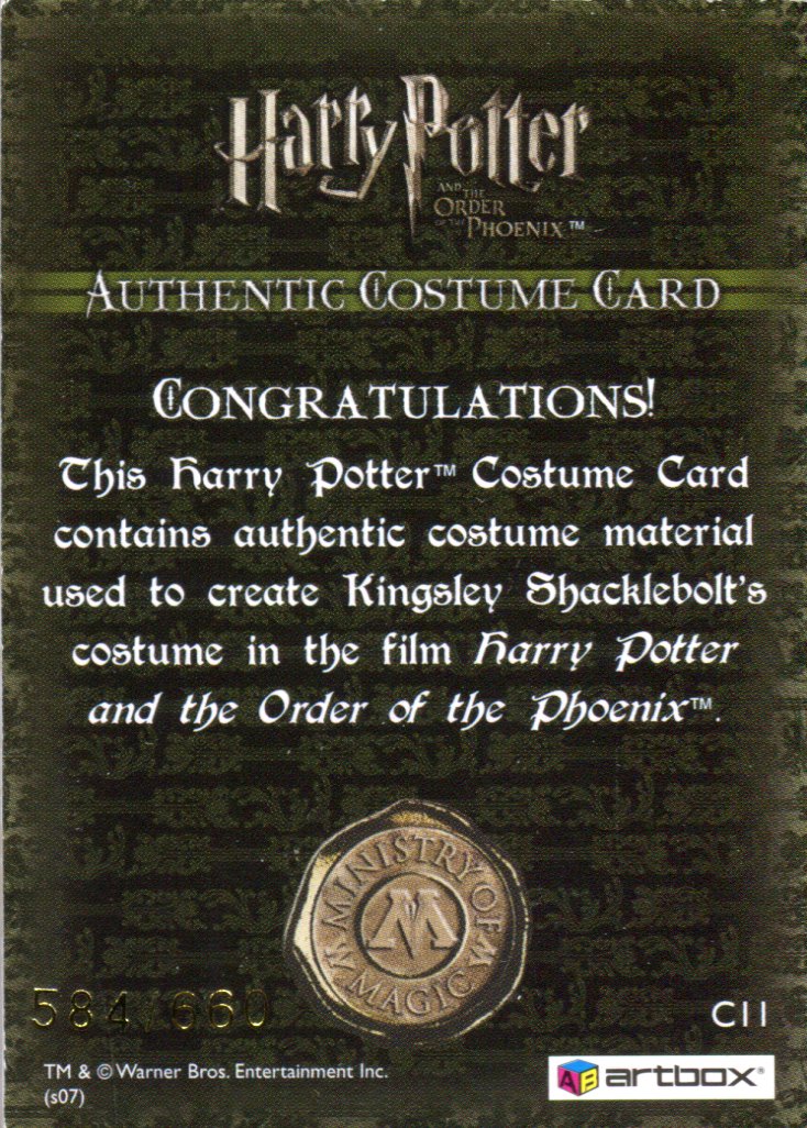Harry Potter Order of Phoenix Kingsley Shacklebolt Costume Card HP C11 #584/660   - TvMovieCards.com