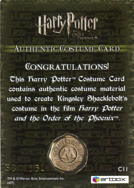 Harry Potter Order of Phoenix Kingsley Shacklebolt Costume Card HP C11 #584/660   - TvMovieCards.com