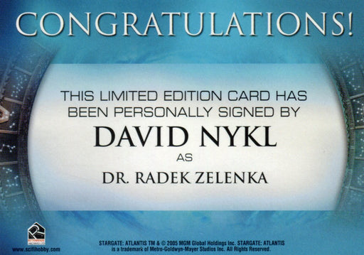 Stargate Atlantis Season One David Nykl Autograph Card   - TvMovieCards.com
