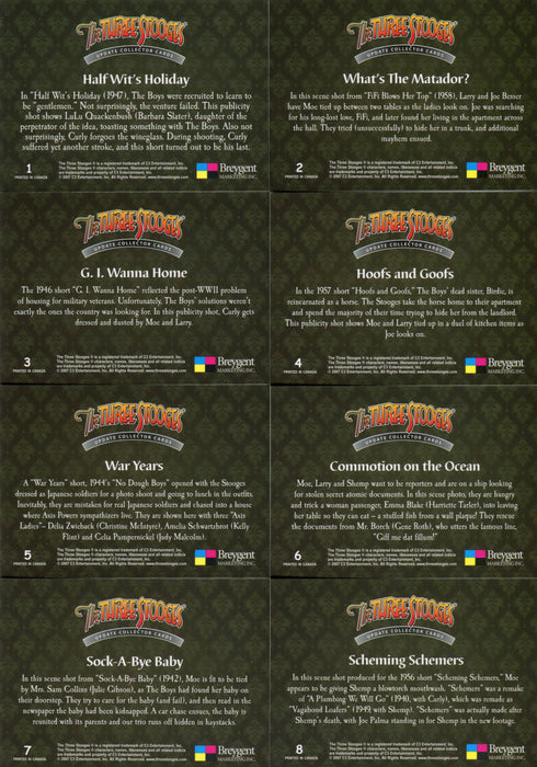 Three Stooges 2007 Update Trading Card Set 16 Cards Breygent Marketing   - TvMovieCards.com
