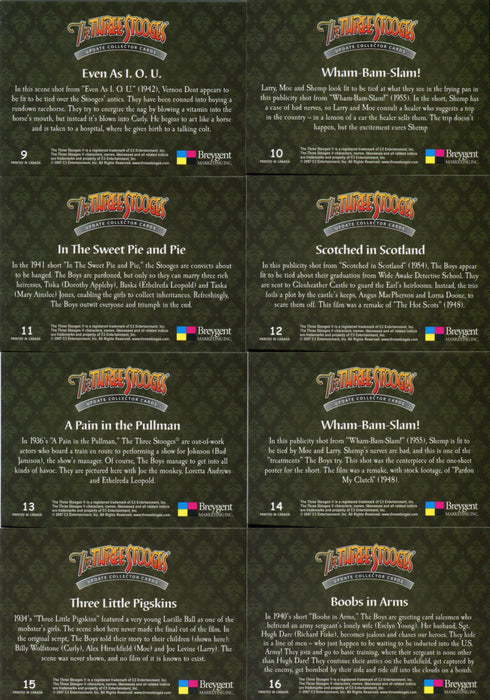Three Stooges 2007 Update Trading Card Set 16 Cards Breygent Marketing   - TvMovieCards.com