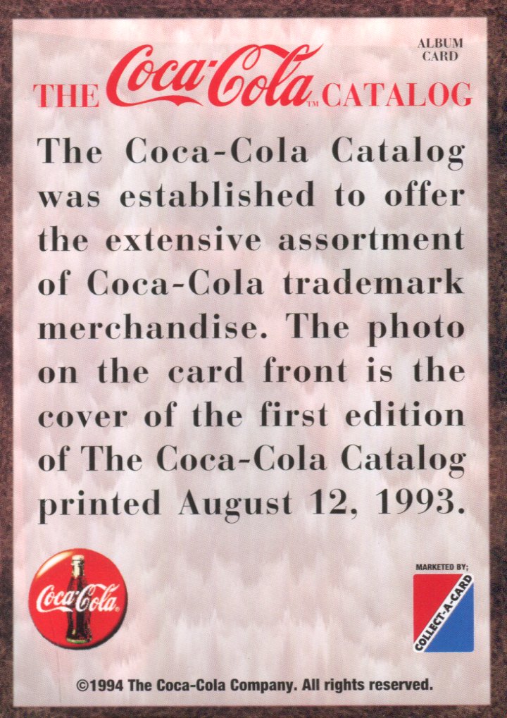 Coca Cola The Coca Cola Catalog Album Promo Card Collect-a-Card 1994   - TvMovieCards.com