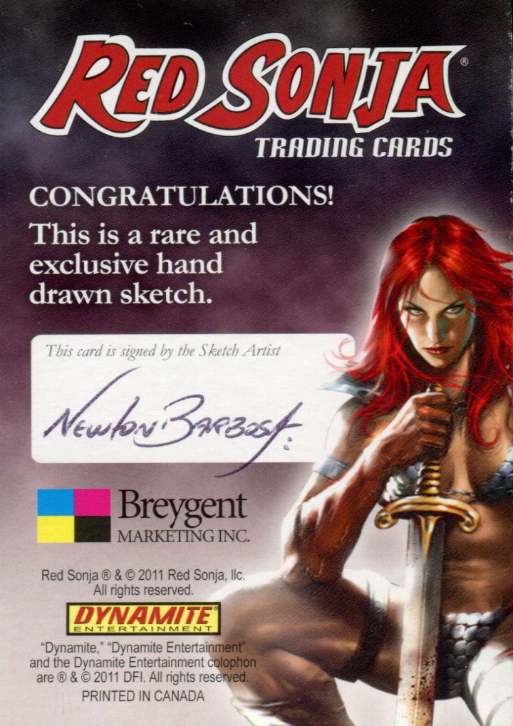 Red Sonja Autograph Sketch Card Newton Barbosa Breygent 2011   - TvMovieCards.com