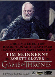 Game of Thrones Iron Anniversary 2 Tim McInnerny Autograph Card   - TvMovieCards.com