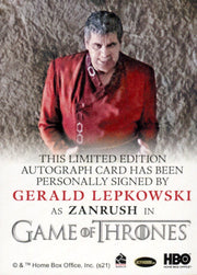 Game of Thrones Iron Anniversary 2 Gerald Lepkowski Autograph Card   - TvMovieCards.com