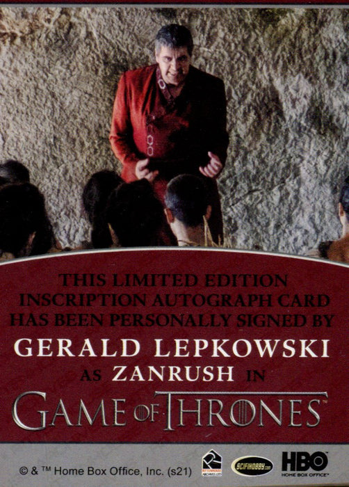 Game of Thrones Iron Anniversary 2 Gerald Lepkowski as Zanrush Autograph Card   - TvMovieCards.com
