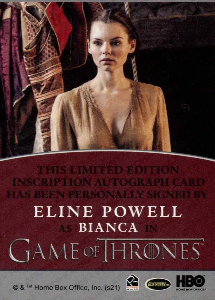 Game Of Thrones Iron Anniversary 2 Eline Powell As Bianca Autograph Ca game-of-thrones-iron-anniversary-2-eline-powell-as-bianca-autograph-ca