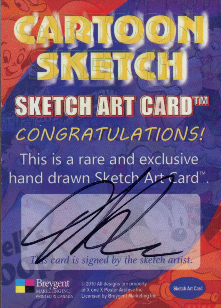 Cartoon Sketch Art Artist Autographed Sketch Art Card 11d   - TvMovieCards.com