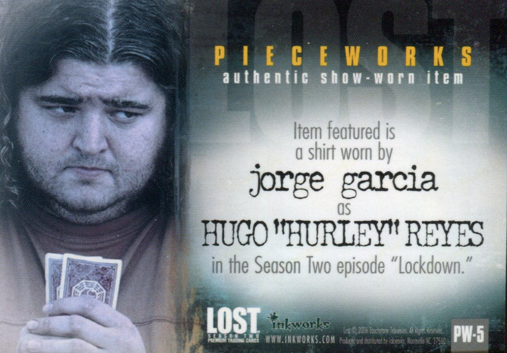 Lost Season 2 Two PW-5 Jorge Garcia as Hugo "Hurley" Pieceworks Costume Card   - TvMovieCards.com