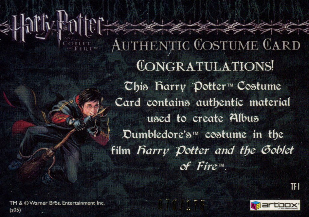 Harry Potter Goblet Fire Dumbledore Incentive Costume Card HP TF1 #076/175   - TvMovieCards.com