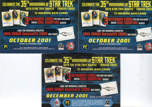 Star Trek 35th Anniversary HoloFEX Promo 3 Card Set P1 P2 P3 Rittenhouse 2001   - TvMovieCards.com