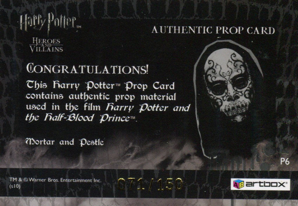 Harry Potter Heroes & Villains Mortar and Pestle Prop Card P6 HP #071/150   - TvMovieCards.com