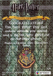 Harry Potter Half Blood Prince Chicken Foot Goblets Prop Card HP Ci4 #044/108   - TvMovieCards.com