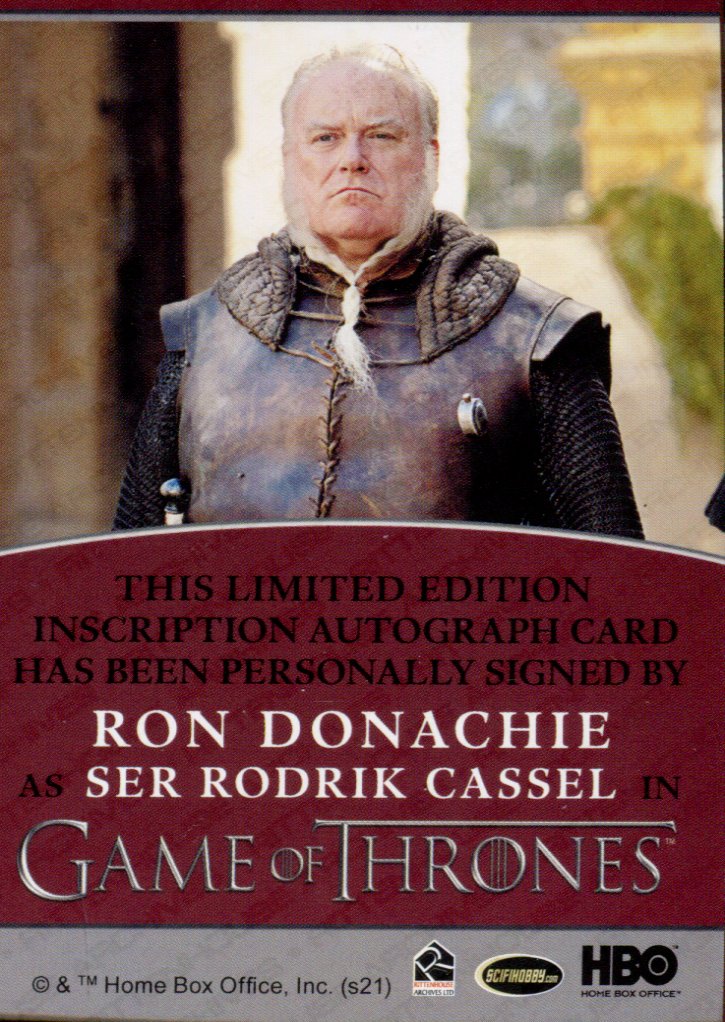 Game of Thrones Iron Anniversary 2 Ron Donachie as Rodrik Cassel Autograph Card   - TvMovieCards.com