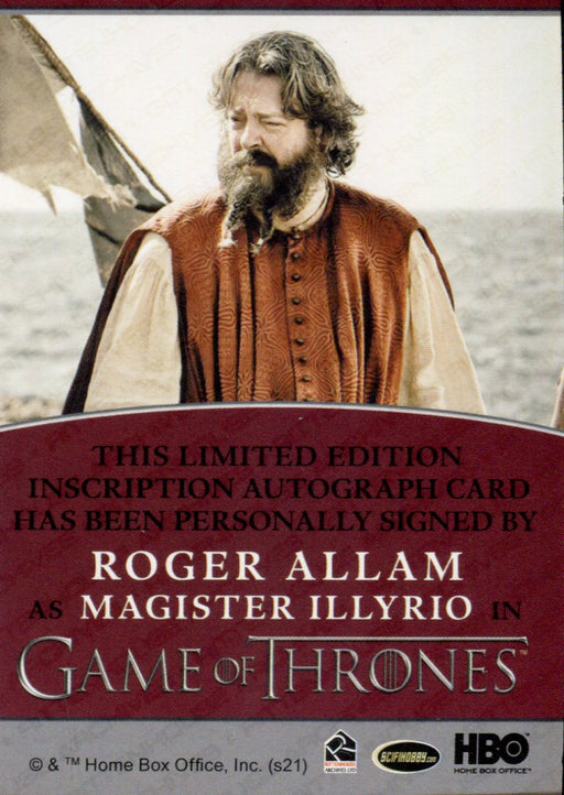 Game of Thrones Iron Anniversary 2 Roger Allam as Magister Illyrio Autograph Car - TvMovieCards.com