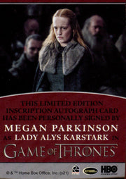 Game of Thrones Iron Anniversary 2 Megan Parkinson Alys Karstark Autograph Card   - TvMovieCards.com