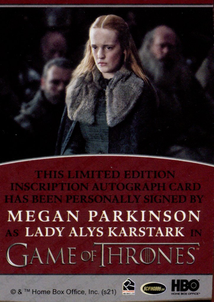 Game of Thrones Iron Anniversary 2 Megan Parkinson Alys Karstark Autograph Card   - TvMovieCards.com