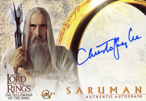 Lord of The Rings Fellowship Christopher Lee as Saruman Autograph Card FOTR   - TvMovieCards.com