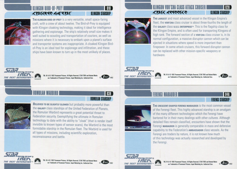 Star Trek Next Generation TNG Inaugural Edition Hologram Chase Card Set 01H-04H   - TvMovieCards.com