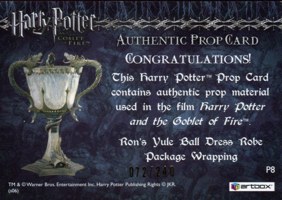 Harry Potter Goblet Fire Update Ron's Package Wrapping Prop Card HP P8 #072/240   - TvMovieCards.com