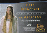 Lord of The Rings Two Towers Cate Blanchett as Galadriel Autograph Card LOTR TTT   - TvMovieCards.com