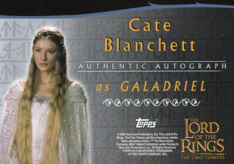 Lord of The Rings Two Towers Cate Blanchett as Galadriel Autograph Card LOTR TTT   - TvMovieCards.com