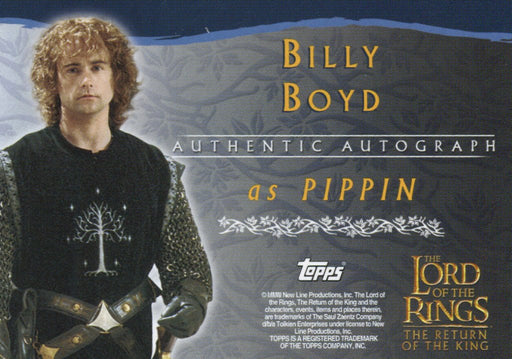 Lord of The Rings Return of King Billy Boyd as Pippin Orc Autograph Card LOTR ROTK   - TvMovieCards.com