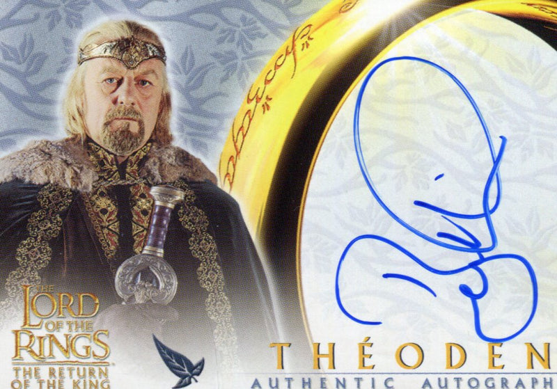 Lord of The Rings Return of King Bernard Hill as Theoden Autograph Card (Blue In - TvMovieCards.com