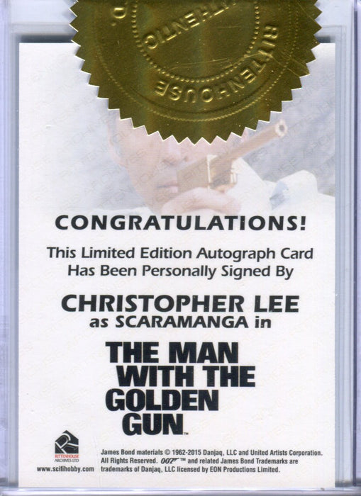 James Bond Archives Final Edition Christopher Lee Incentive Autograph Card   - TvMovieCards.com