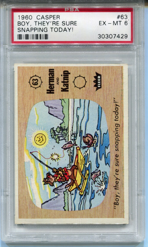 1960 Casper The Ghost #63 Boy, They're Sure Snapping Today Trading Card PSA 6   - TvMovieCards.com