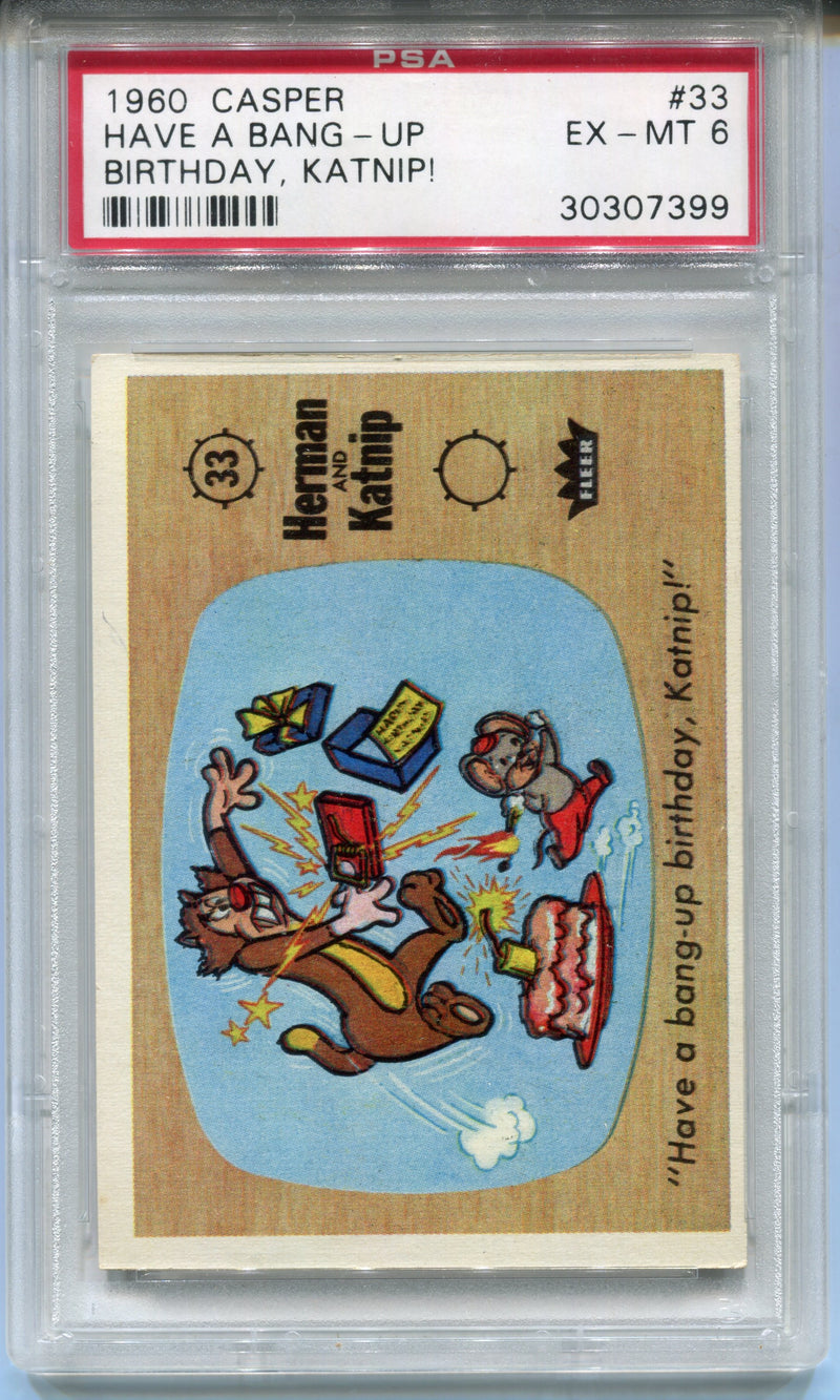 1960 Casper The Ghost #33 Have A Bang-up Birthday, Katnip! Trading Card PSA 6   - TvMovieCards.com