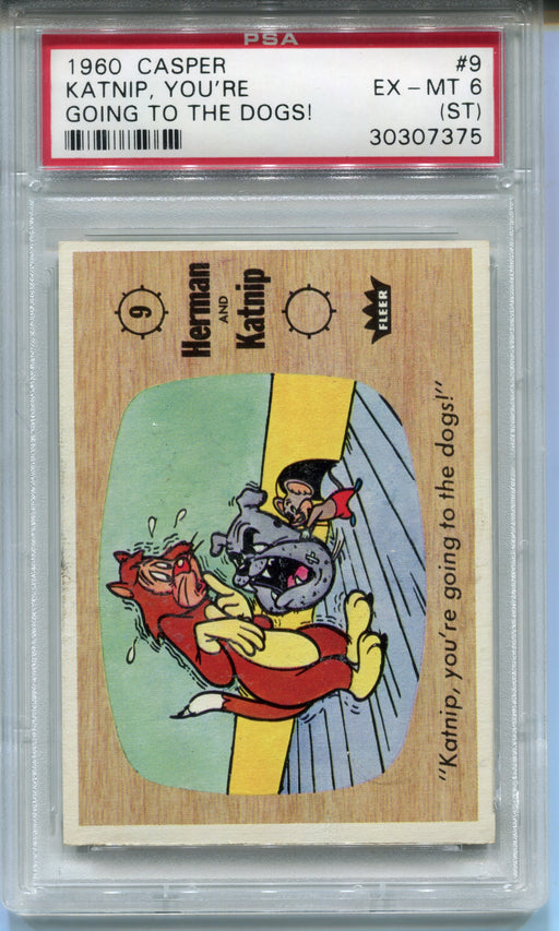 1960 Casper The Ghost #9 Katnip, You're Going To The Dogs! Trading Card PSA 6   - TvMovieCards.com