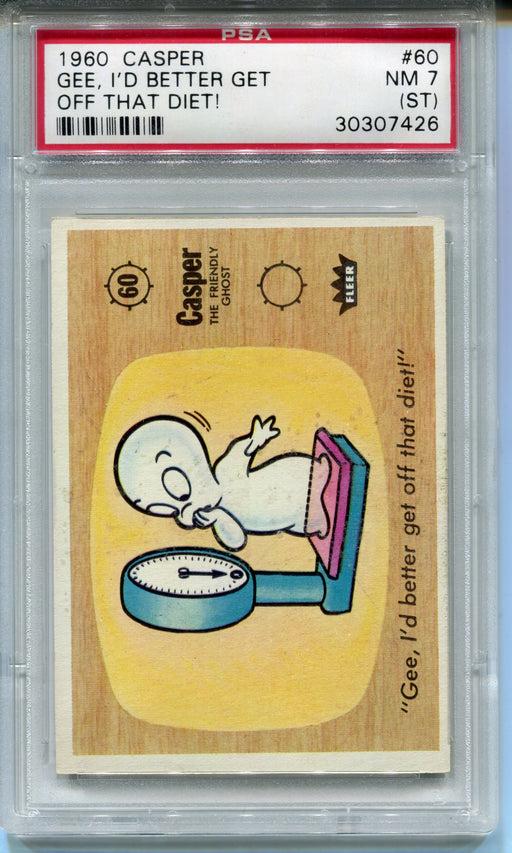 1960 Casper The Ghost #60 Gee, I'd Better Get Off That Diet! Trading Card PSA 7   - TvMovieCards.com