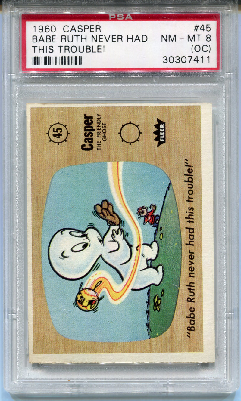 1960 Casper The Ghost #45 Babe Ruth Never Had This Trouble! Trading Card PSA 8   - TvMovieCards.com