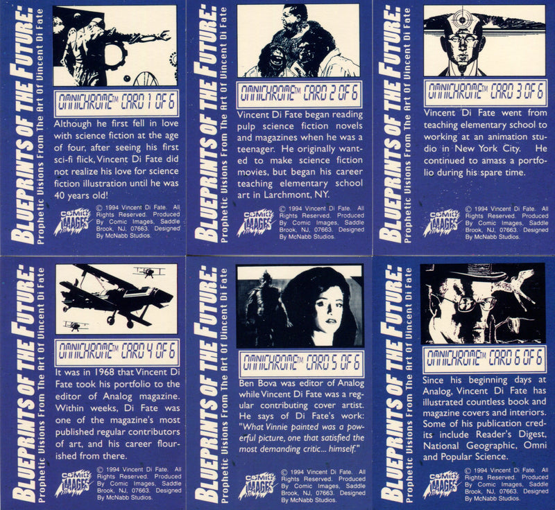 Blueprints of the Future Vincent Di Fate Omnichrome Chase Card Set 6 Cards   - TvMovieCards.com