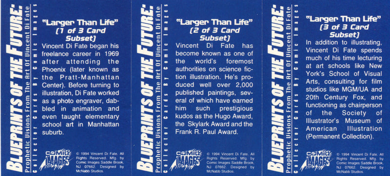 Blueprints of the Future Vincent Di Fate 3 Card Subset Chase Card Set 3 Cards   - TvMovieCards.com