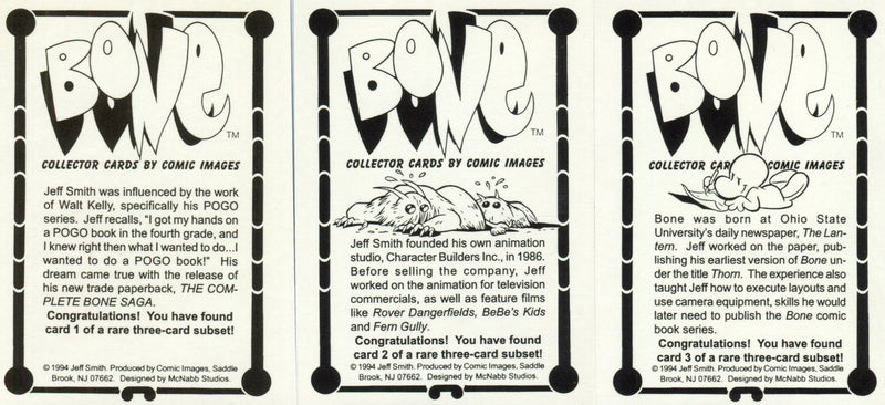 Bone Series 1 One 3 Card Subset Chase Card Set 3 Cards Comic Images 1994   - TvMovieCards.com