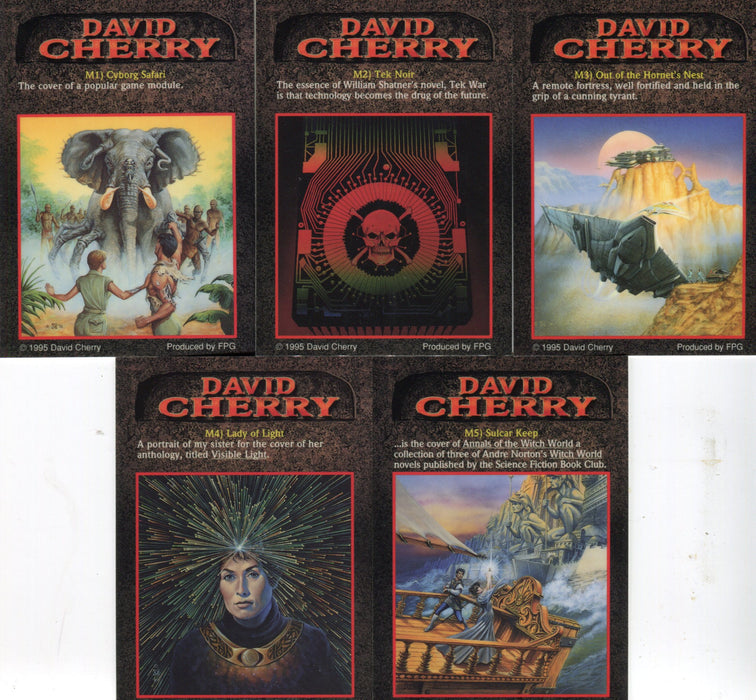 David Cherry Fantasy Art Metallic Chase Card Set M1 thru M5 FPG 1995   - TvMovieCards.com