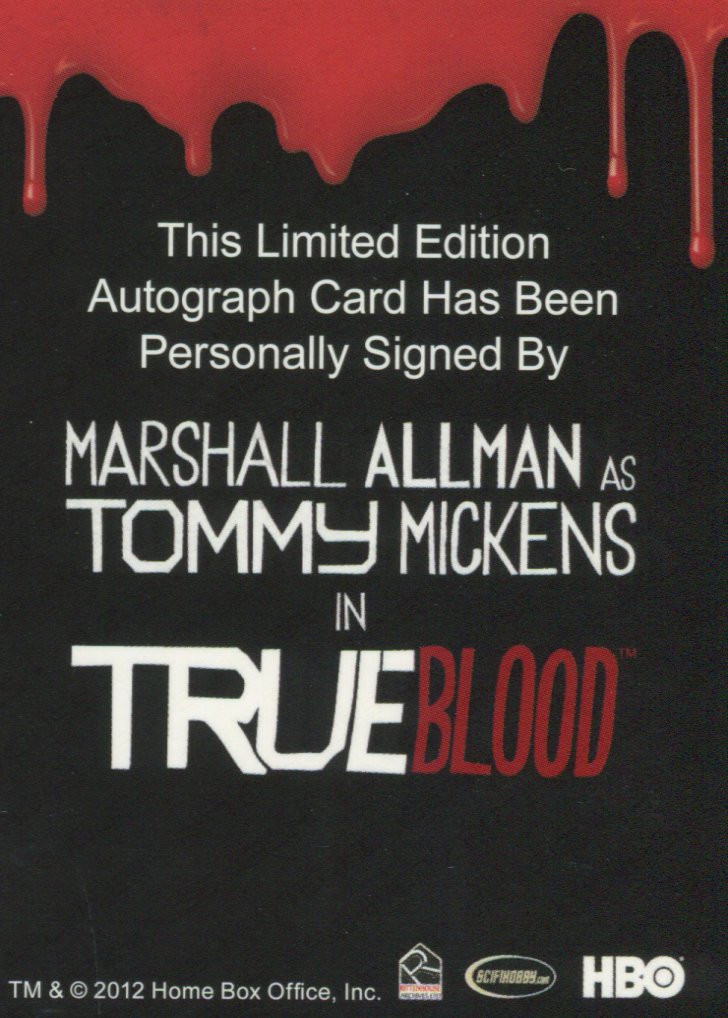 True Blood Premiere Edition Marshall Allman as Tommy Mickens Autograph Card   - TvMovieCards.com