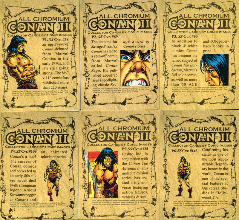 Conan All Chromium II Prism Chase Card Set P1 thru P6 Comic Images 1994   - TvMovieCards.com