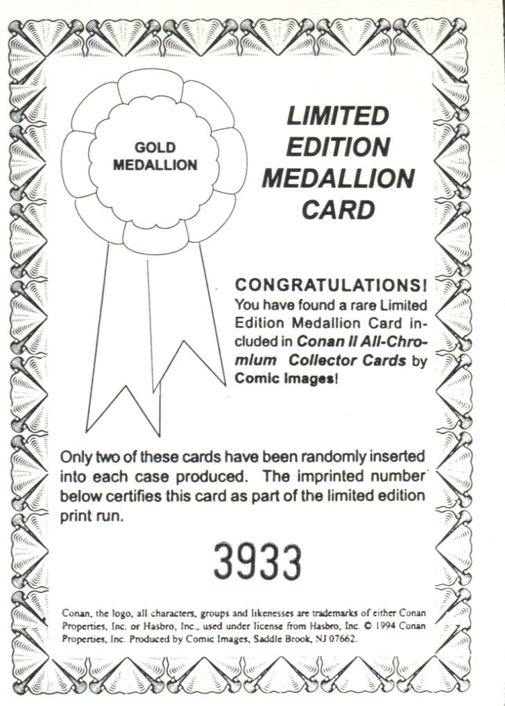 Conan All Chromium II Medallion Chase Card #3933 Comic Images 1994   - TvMovieCards.com
