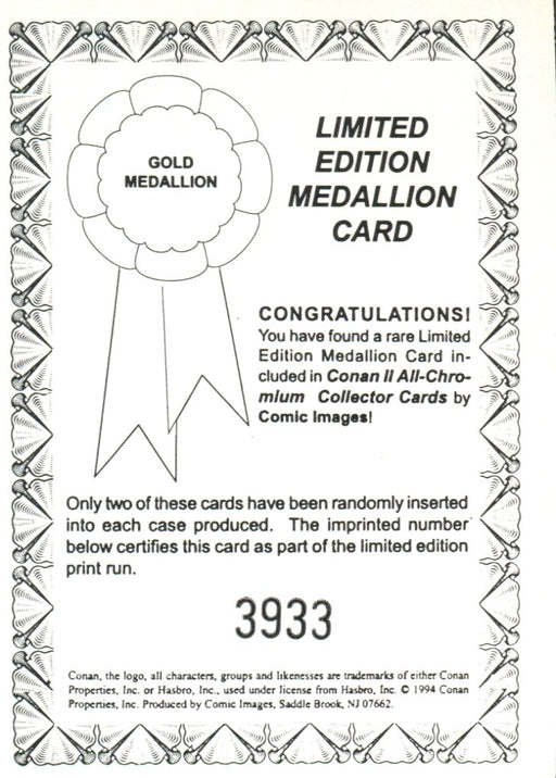 Conan All Chromium II Medallion Chase Card #3933 Comic Images 1994   - TvMovieCards.com